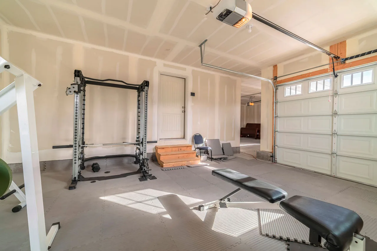 Garage converted into a home gym